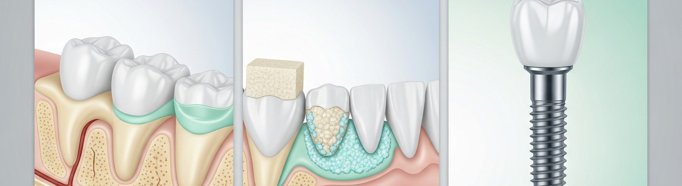 Schematische Darstellung eines Knochenaufbaus vor Implantation